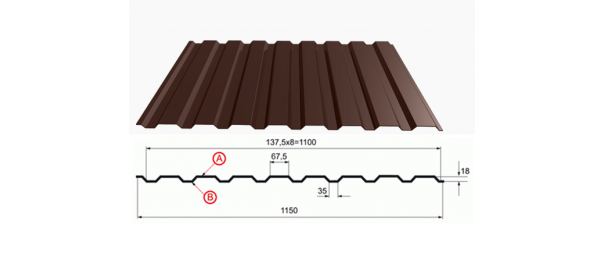 Профнастил коричневый оцинкованный  RAL 8017 С-20 купить недорого в Узуново