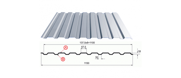 Профнастил оцинкованный С-20 1100x3000 купить недорого в Узуново